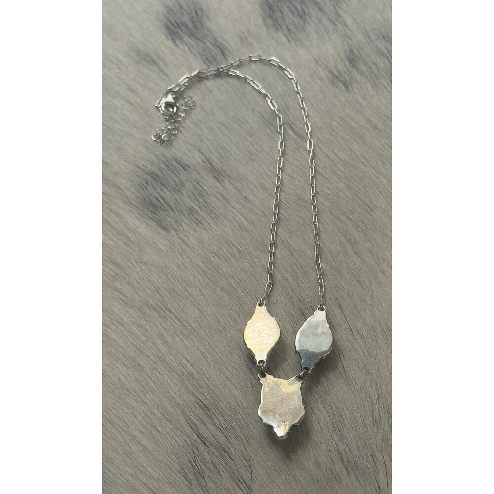Sterling Silver Sonoran Gold Blue Golden Hills Turquoise Necklace Paperclip - Picture 11 of 13